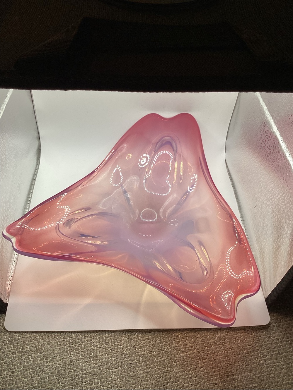 Murano Pink Iridescent Art Glass Centerpiece Large Rare